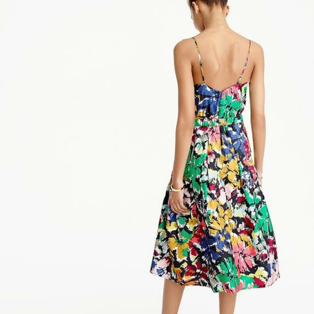 J. Crew Silk Floral Spaghetti Strap Dress